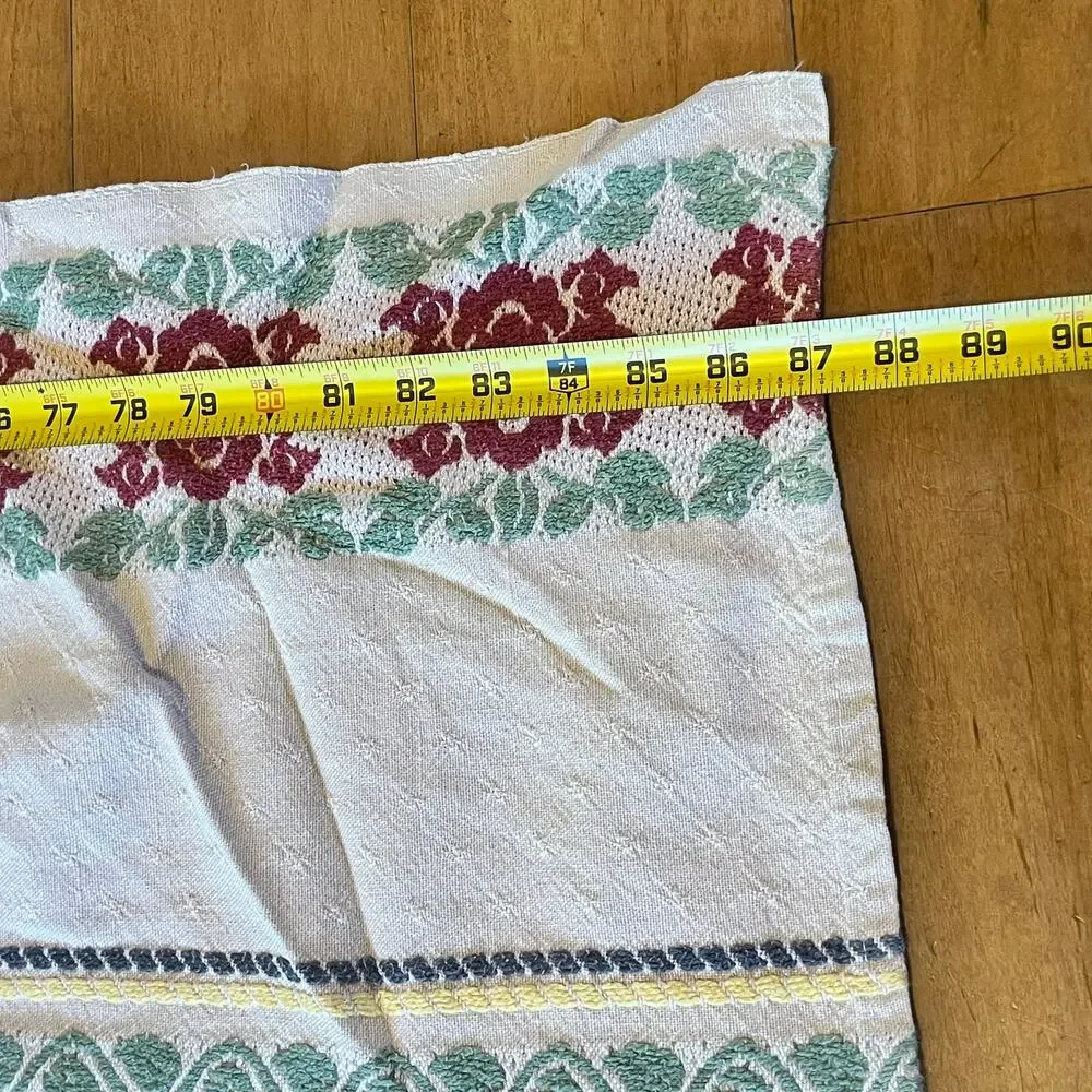 Vintage Fieldcrest Tapestry Blanket Rose Floral Woven Cotton Queen 87x77 USA